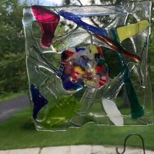#5259 FUSED  SUNCATCHER  HANDCRAFTED FUSED SUNCATCHER ABSTRACT